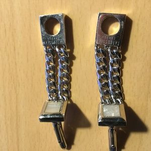 Tateossian Cufflinks Silver Tone Chains and Perlam